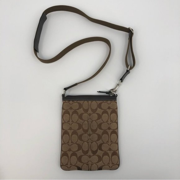 Coach Brown Leather Crossbody Coin Wallet | Adjustable Strap - Picture 2 of 6